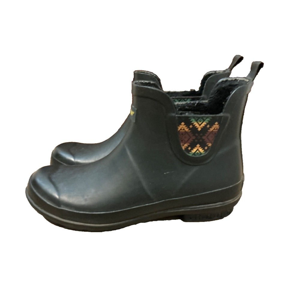 Pendleton Women's Black Rubber Waterproof Sierra Sunset Chelsea Rain Boots US 9